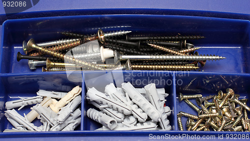 Image of toolbox with screws and dowels