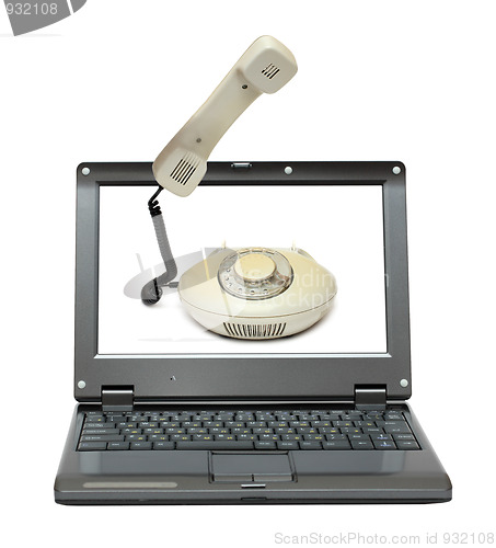 Image of laptop with old phone out of screen