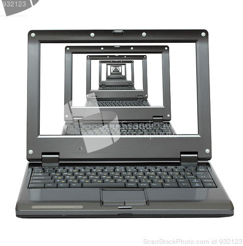 Image of diminishing perspective of laptops