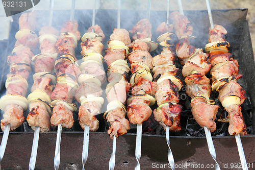 Image of shashlik - cooking barbecue