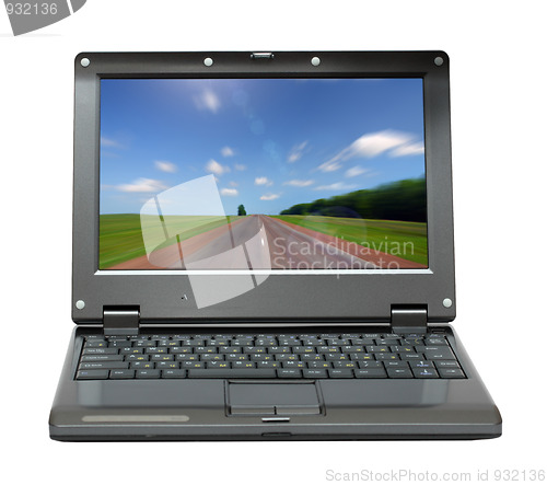 Image of laptop with infinity road