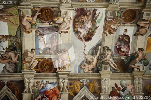 Image of the ceiling in the Sistine Chapel in the Vatican