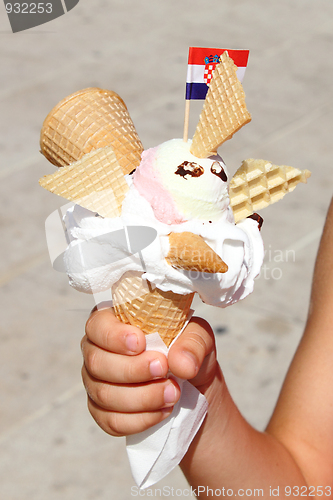 Image of Creative Ice Cream in hand with flag of Croatia