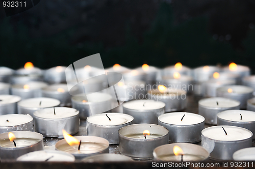 Image of Prayer candles in church – close up