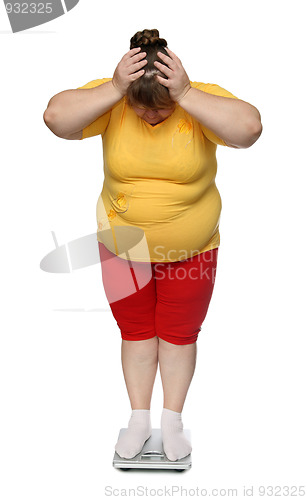 Image of women with overweight on scales