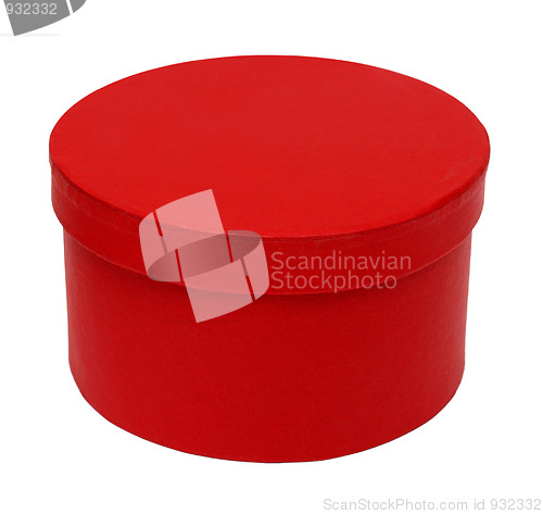 Image of closed red round box