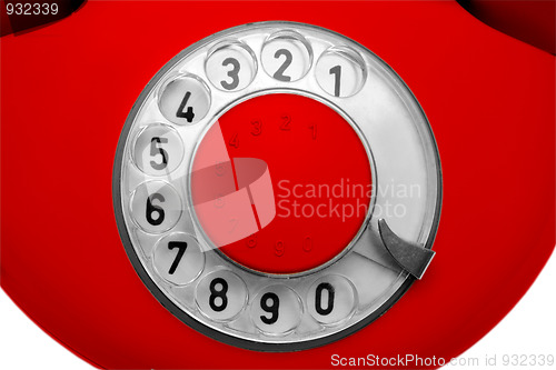 Image of old red telephone dial