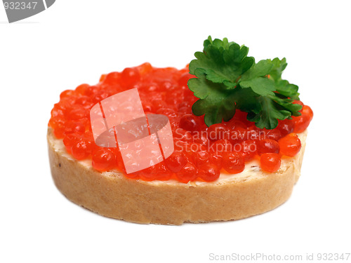 Image of sandwich with red caviar