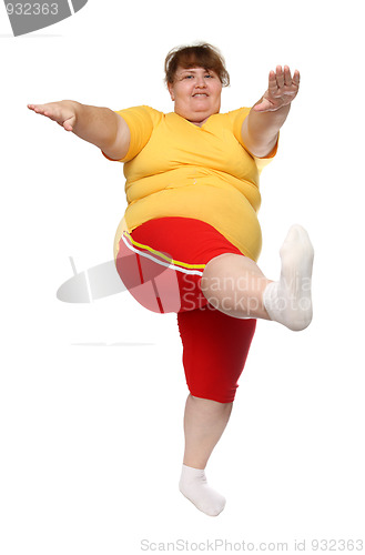 Image of exercising overweight woman