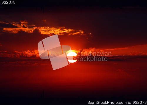 Image of dramatic red sunrise