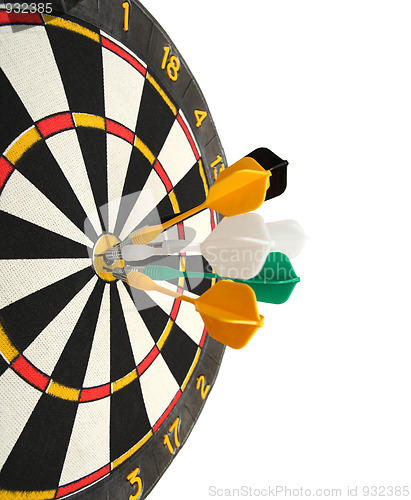 Image of dartboard with darts in aim