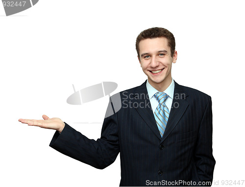 Image of businessman with place for your object