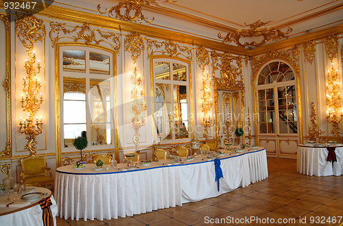 Image of banquet table in dining-hall