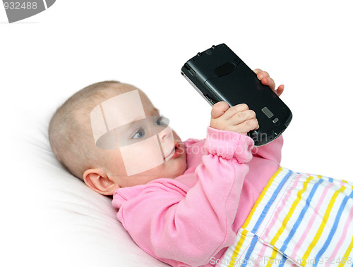 Image of baby with pocket pc