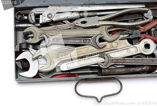 Image of tools in old metal box