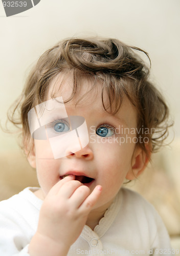 Image of eating touching baby portrait