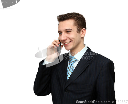 Image of smiling man calling by phone