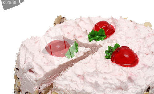 Image of sweet strawberry cake with cream