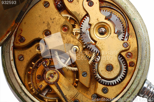 Image of old watch rusty gear macro