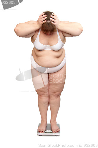 Image of women with overweight on scales