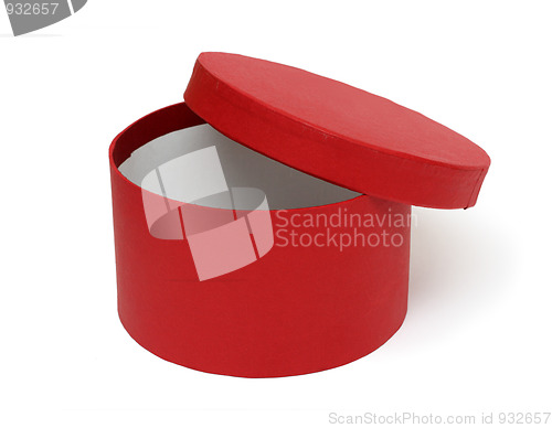 Image of open red round box