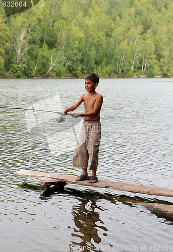 Image of boy fishing with spinning