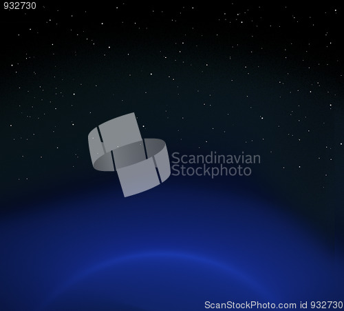 Image of blue planet and stars