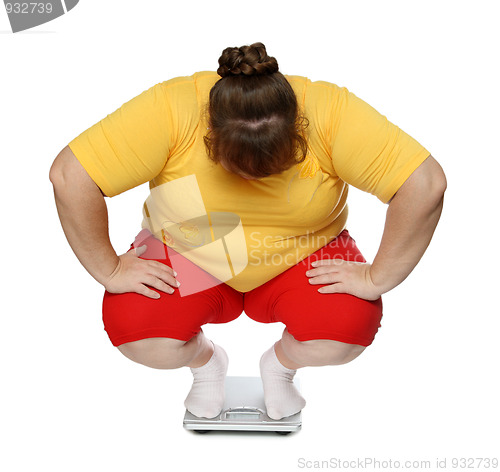 Image of overweight women on scales