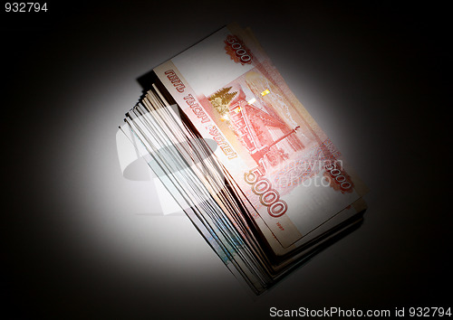 Image of russian rubles in light spot