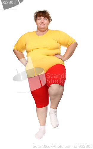 Image of exercising overweight woman