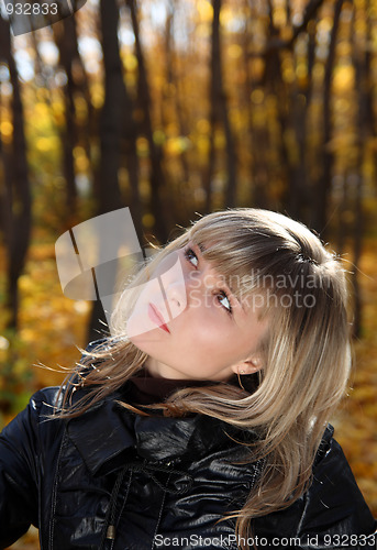 Image of portrait of pretty girl looking upward