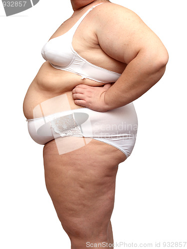 Image of overweight woman body in underwear