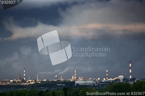 Image of petrochemical factory chimneys