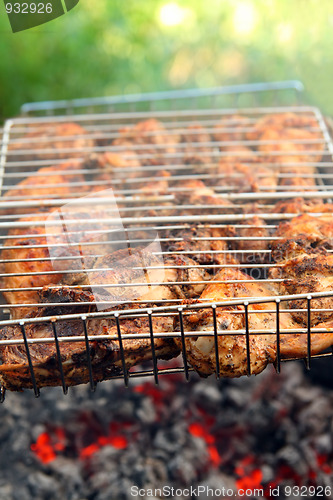 Image of cooking barbecue on grill close-up