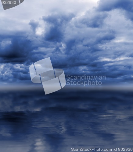 Image of overcast sky over sea