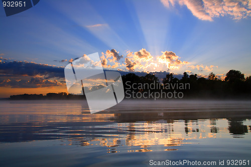 Image of beautiful reflection sunrise on river
