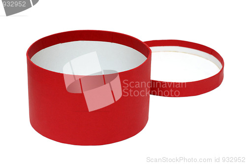 Image of open red round box