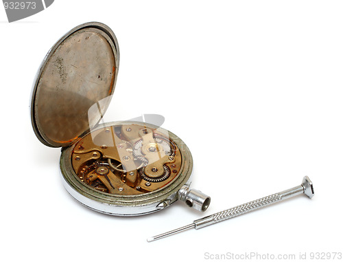 Image of old watch and screwdriver
