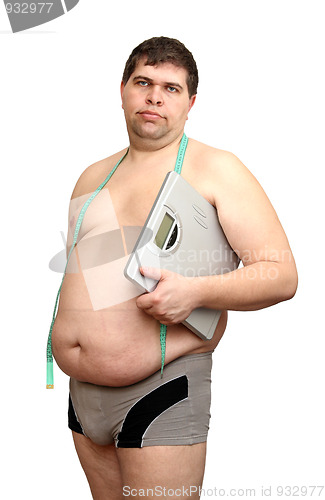 Image of overweight man with scales