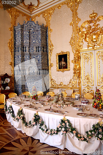 Image of banquet table in dining-hall