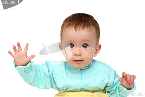 Image of baby with hand up - stop gesture