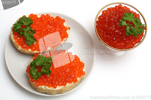 Image of two sandwich with red caviar