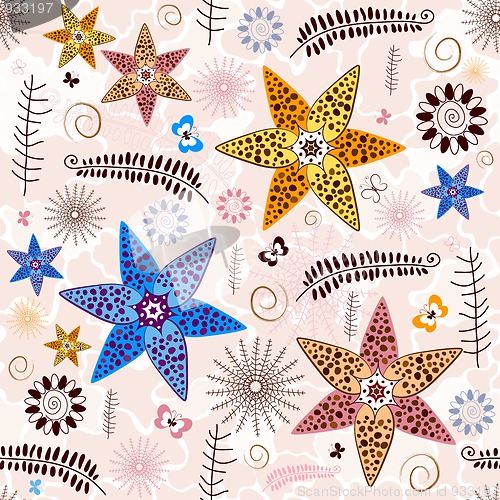 Image of Pink-white seamless floral pattern