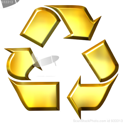 Image of 3D Golden Recycle Symbol