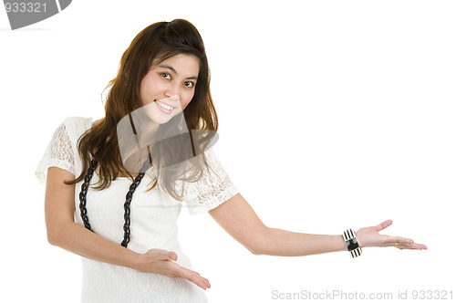 Image of woman presenting something