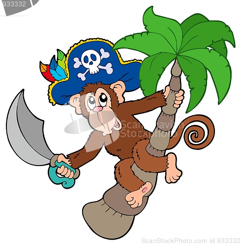 Image of Pirate monkey with palm tree