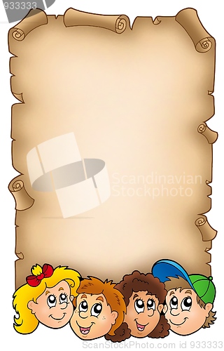 Image of Parchment with various kids faces