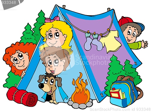 Image of Group of camping kids