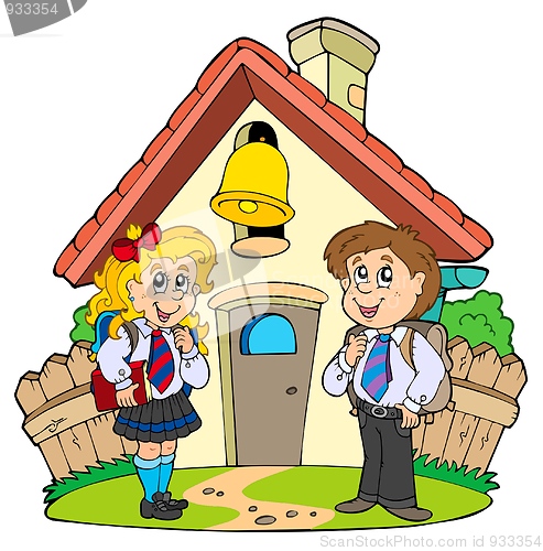 Image of Small school with kids in uniforms