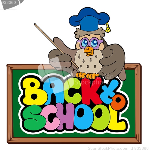 Image of Back to school sign with owl lector